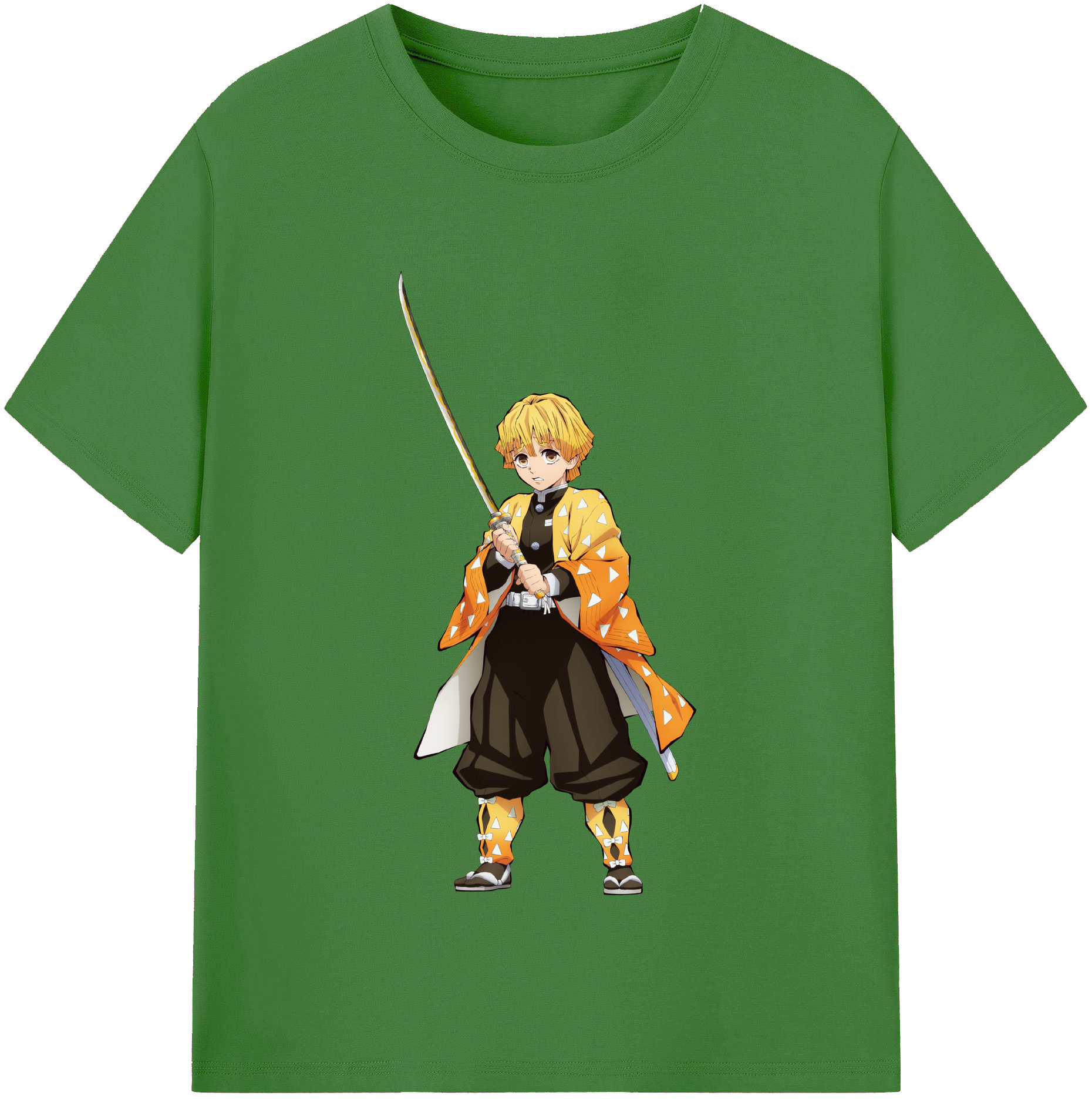 （画像用） 鬼滅の刃（きめつのやいば）我妻 善逸／あがつま ぜんいつ Agatsuma Zenitsu レディースカジュアルプリントTシャツ（綿100％）